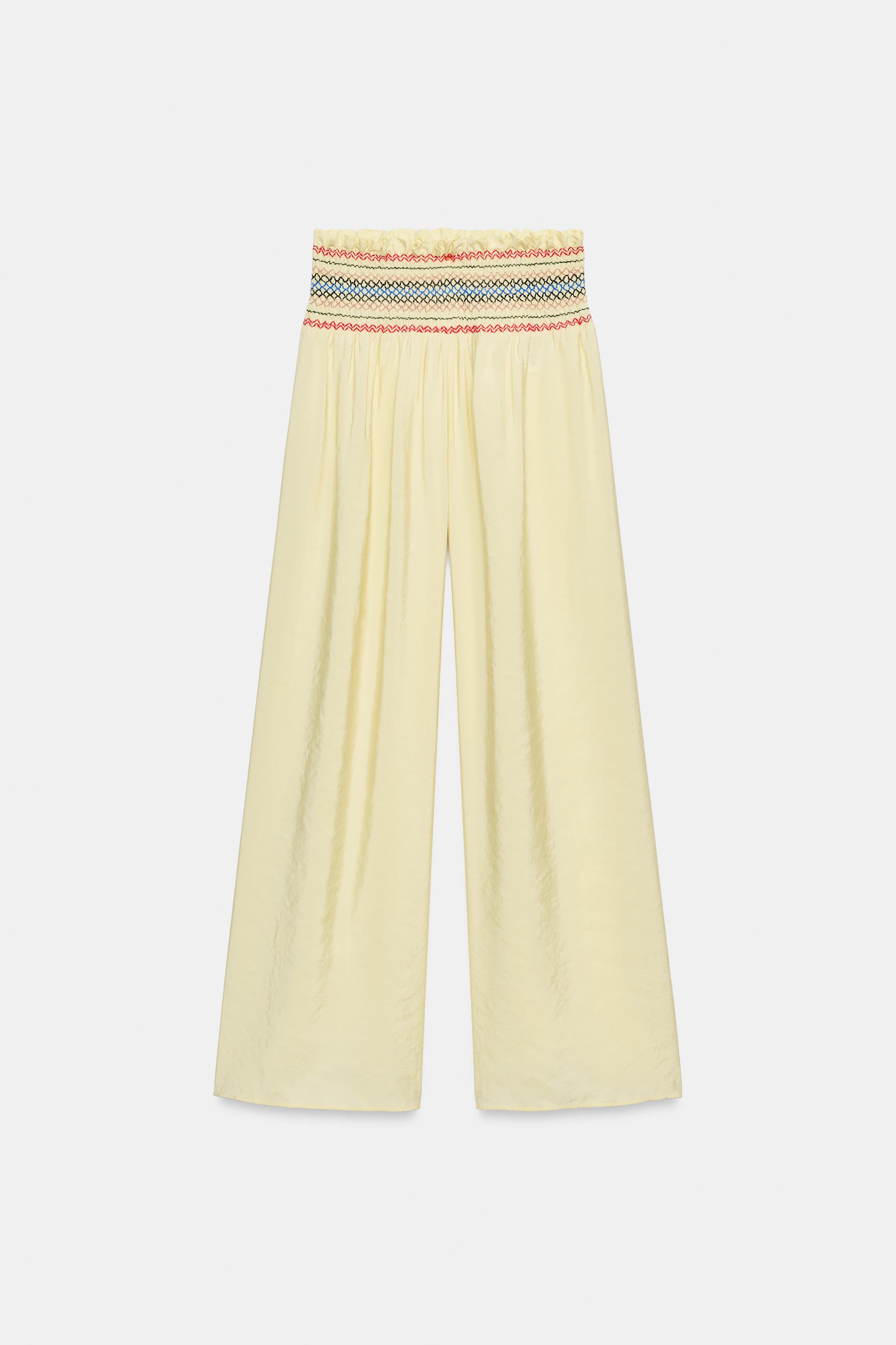 ELASTIC WAIST WIDE LEG PANTS